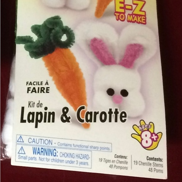 New Sealed Crafts Kit Bunny Rabbits and Carrots Craft Supplies Easter Spring - Picture 2 of 2